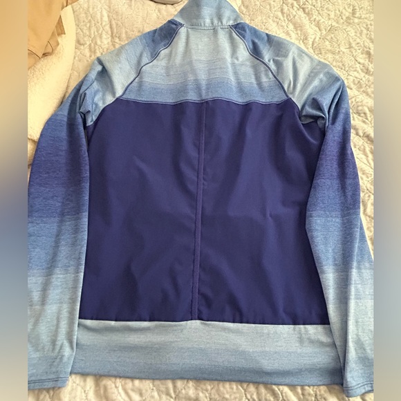 Adidas multi shade blue workout top with zipper and pockets size M - Picture 2 of 4
